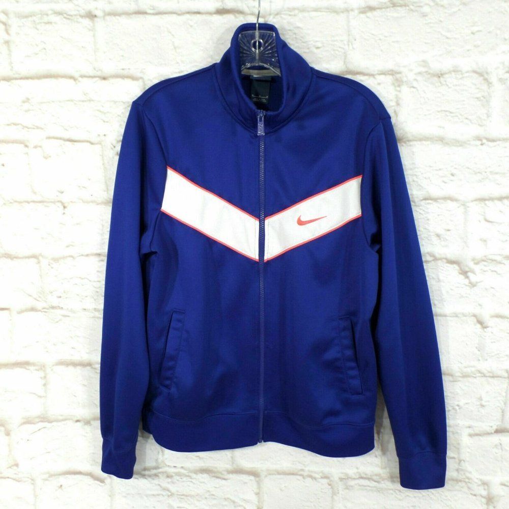 NIKE MEN'S RETRO STRIKER TRACK JACKET ROYAL BLUE WHITE 717285-455 M MEDIUM